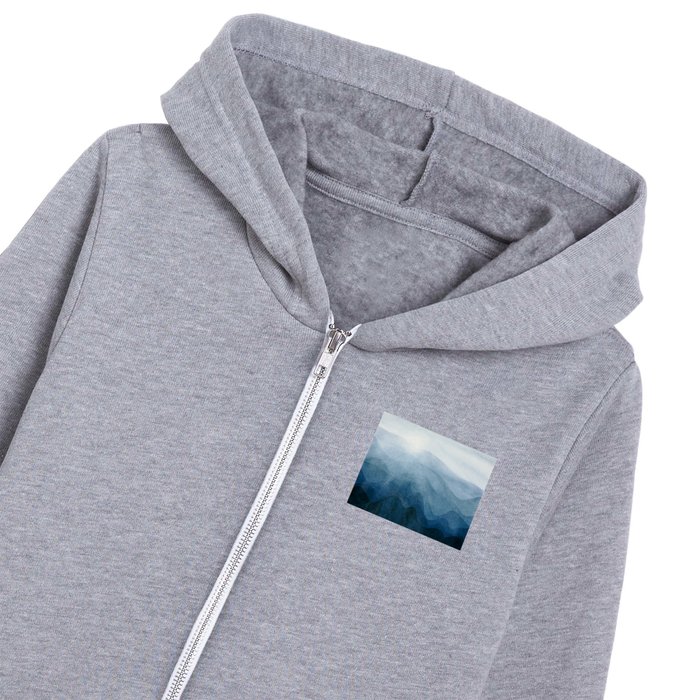 Blue sunrise in the mountains, dawn, abstract watercolor Kids Zip Hoodie