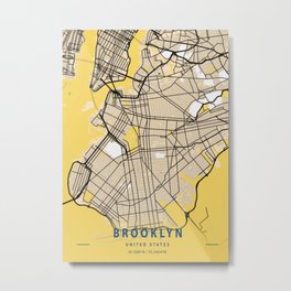 Brooklyn Yellow City Map Metal Print | Mapprint, Brooklynmaps, Mapprintdesign, Brooklyncitymaps, Mapprintcity, Mapprintpaper, Mapsline, Mapslineposter, Citywallart, Mapprintforwall 