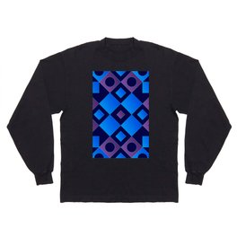 Blue, Pink & Black Color Square Design Long Sleeve T-shirt