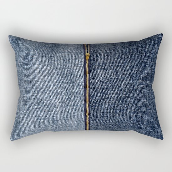 Denim Zip Rectangular Pillow