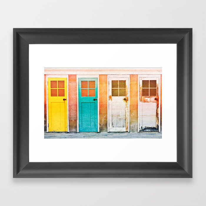 Colorful Wooden Doors With A Vintage Flare Filter Applied To The