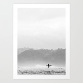 Wave Surfer Black and White Art Print