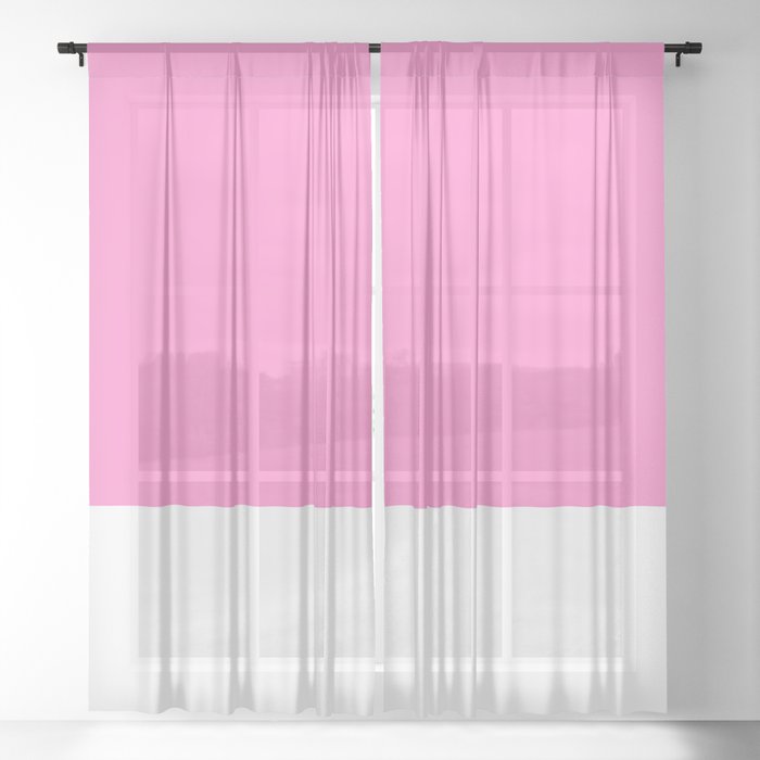 Magenta Color Block Sheer Curtain