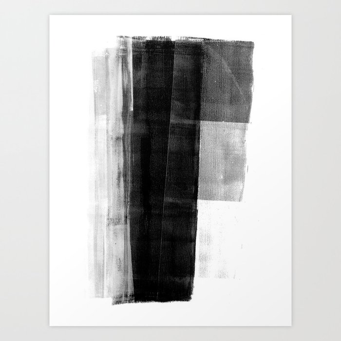 Monolith - Black and White Minimalist Abstract Monotype Art Print