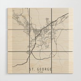 Saint George Utah city map Wood Wall Art