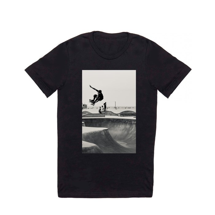 Graphic T-Shirt | Skateboarding Print Venice Beach Skate Park La by The Middle Village - Black - Large - Boxy T-shirts - Full Front Graphic - Society6