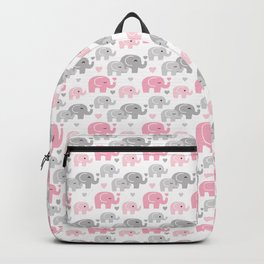 Pink Gray Elephant Baby Girl Nursery Backpack