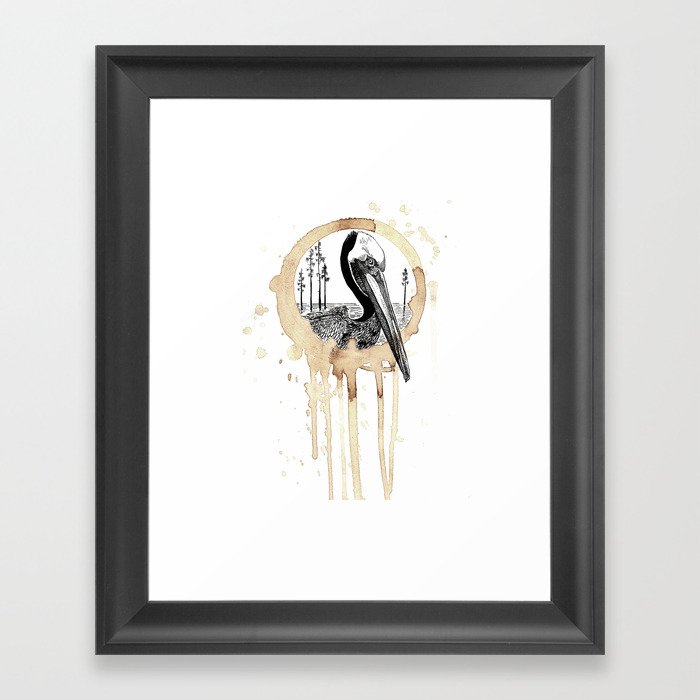 Coffee Stained Brown Pelican-Louisiana Series Framed Art Print