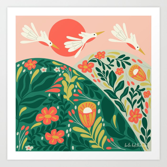 Harvest Moon Folk Collection | Sunrise Art Print