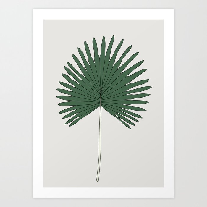 Fan Palm Leaf Illustration Art Print