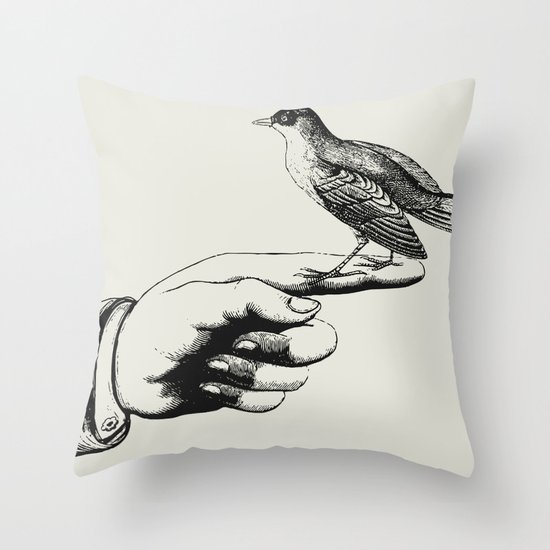 Bird in the Hand Throw Pillow