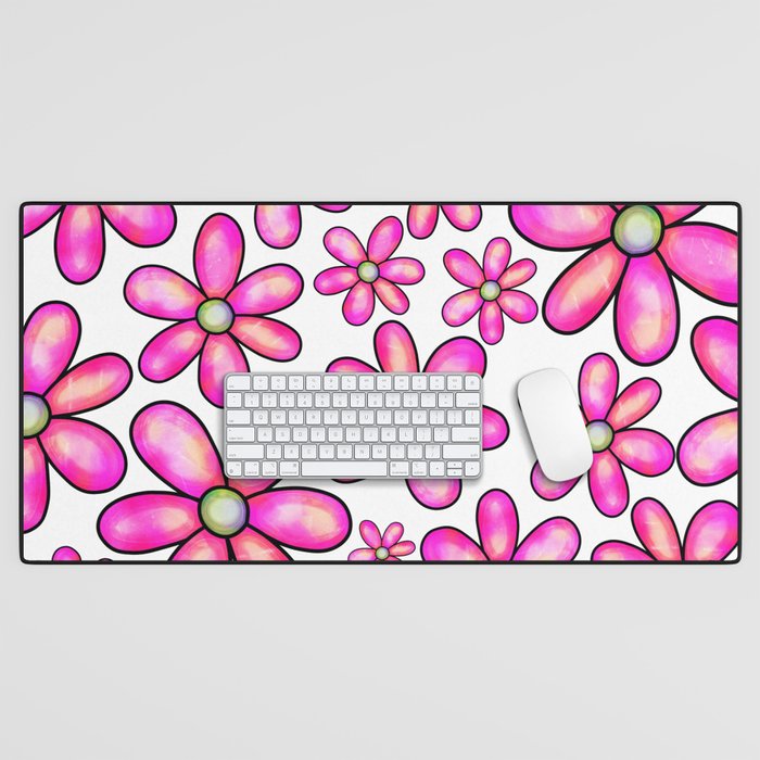 Doodle Spring Flower Pattern 04 Desk Mat