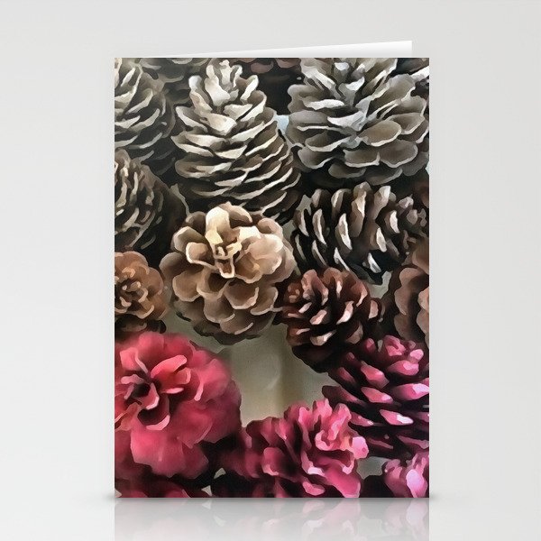 Organic Pine Cone Holiday Ornaments Stationery Cards