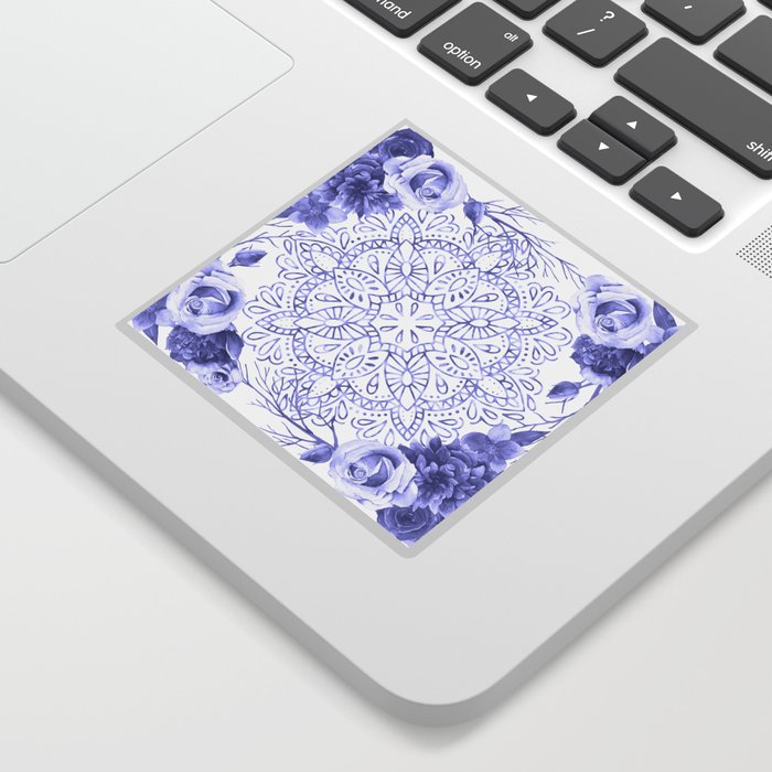 Very Peri 2022 Color Of The Year Violet Periwinkle Mandala Flowers Sticker