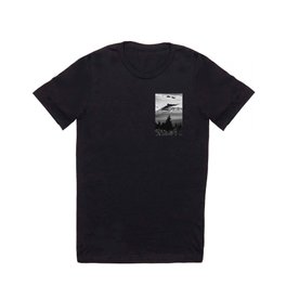Morning in the Mountains Black and White T Shirt