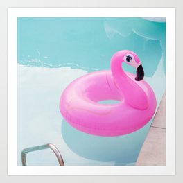 Giving You the Eye - Pink Flamingo Pool Floatie Art Print