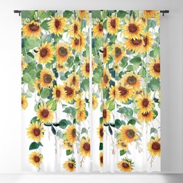 Sunflowers and Eucalyptus Garland  Blackout Curtain