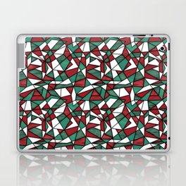 geometric pattern in stained glass style in green, red and white colors Laptop Skin