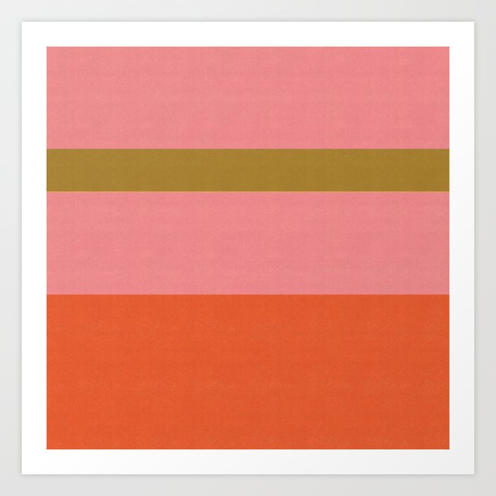 Vintage Stripes, Retro Orange, Pink and Retro Green Art Print