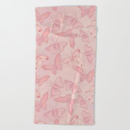Butterfly Pattern soft pink pastel Beach Towel