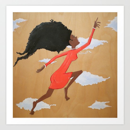 Floating Fro Woman Art Print