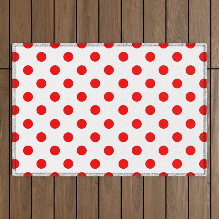 Polka Dots (Classic Red & White Pattern) Outdoor Rug