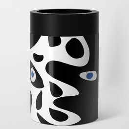 Minimal African Art Black and White Pattern Abstract  Can Cooler