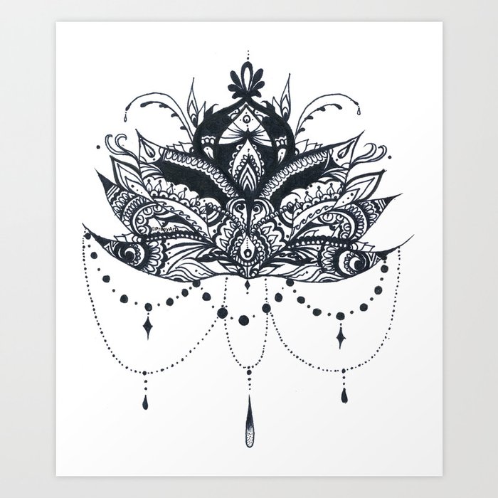 Lotus with Jewels Art Print