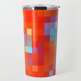 geometric pixel square pattern abstract background in red blue Travel Mug