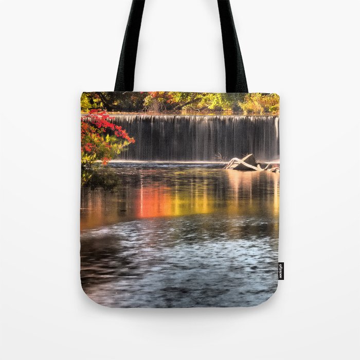 Waterfall Reflections of Autumn in New England Tote Bag