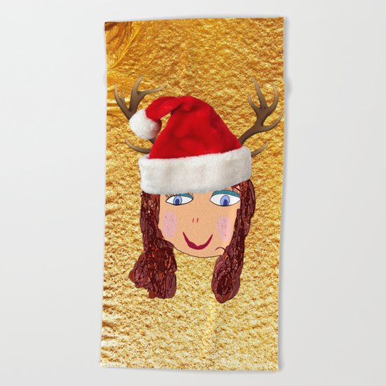 Gold Christmas | Kids Painting | Christmas Spirit Beach Towel