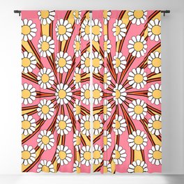 60s Style Hippie Flowers Pink And Yellow Retro  Blackout Curtain