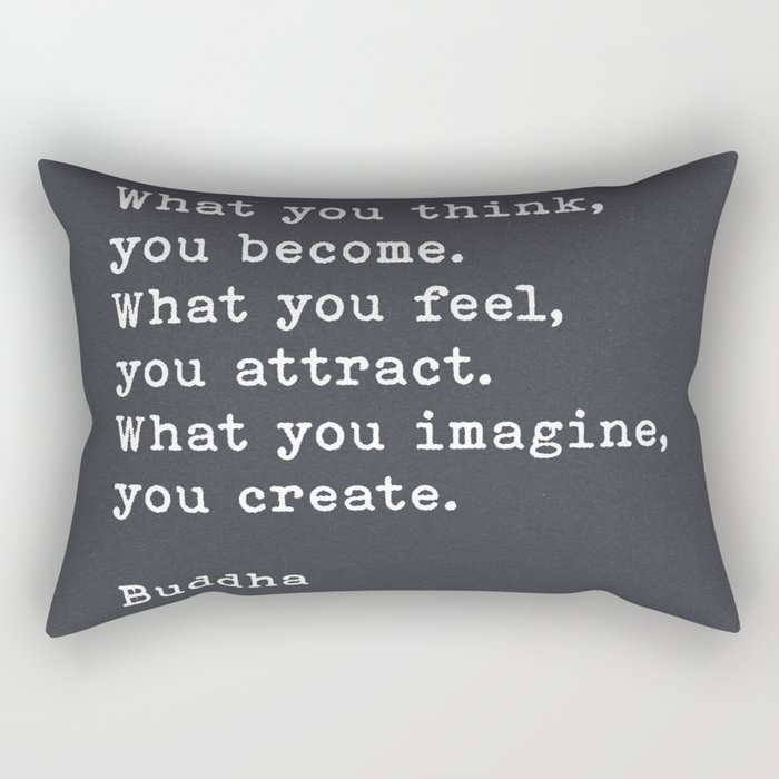 What You Think You Become, Buddha Quote, on Black Handmade Paper Rectangular Pillow