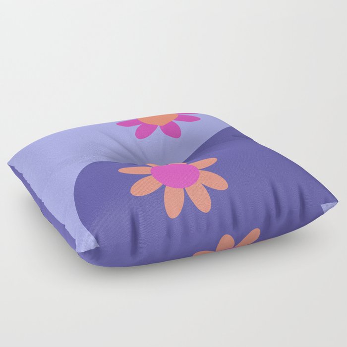 Yin Yang floral - periwinkle Floor Pillow