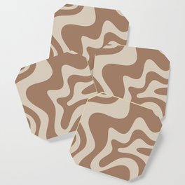 Liquid Swirl Contemporary Abstract Pattern in Chocolate Milk Brown and Beige Coaster