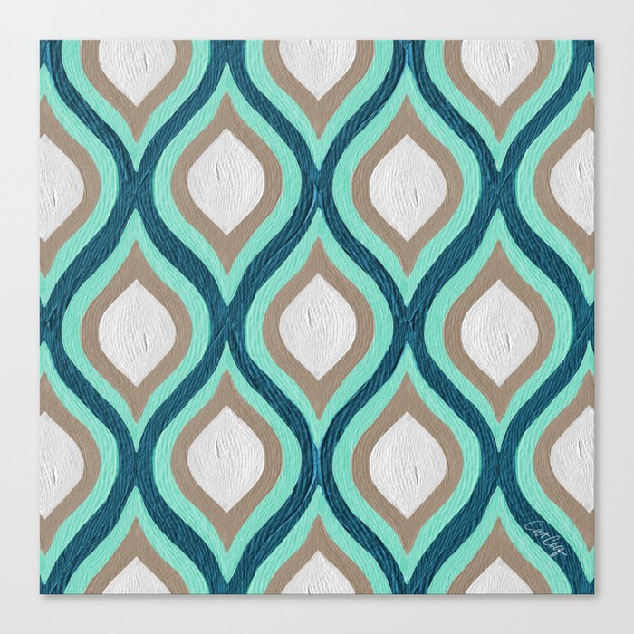 Optical Waves – Teal & Turquoise Canvas Print