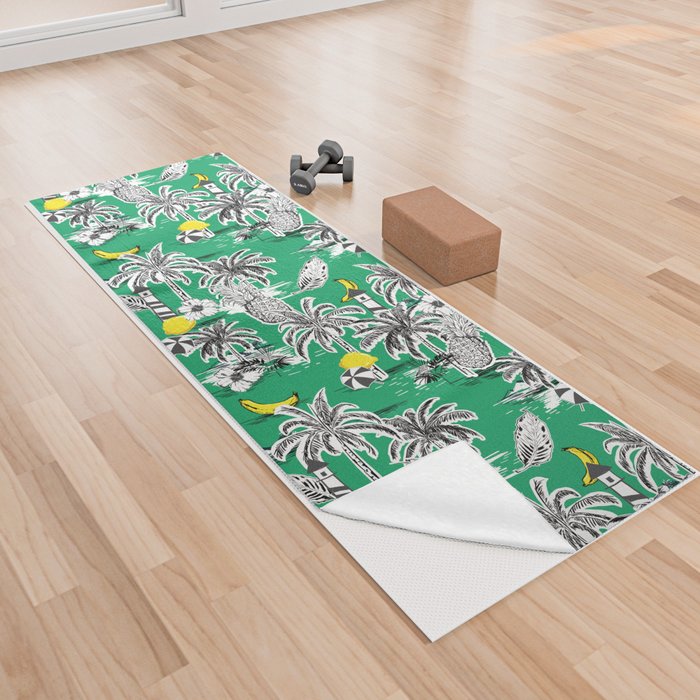 Green Tropical Island Yoga Towel