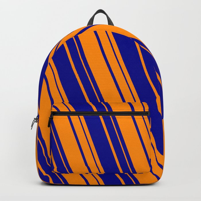 Dark Orange and Dark Blue Colored Lines Pattern Backpack