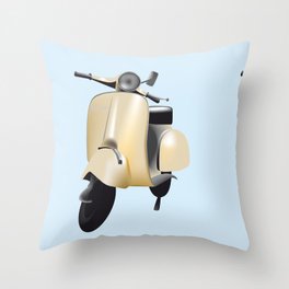 Three Vespa scooters in the colors of the Italian flag Throw Pillow