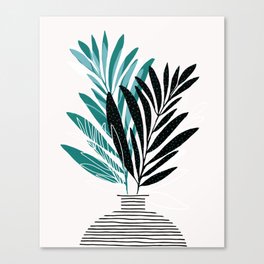 Teal Olive Branches Modern Botanical Canvas Print