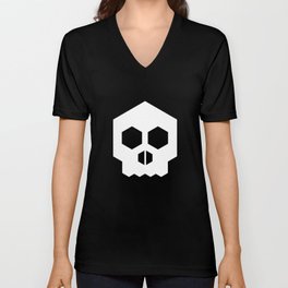 hex geometric halloween skull V Neck T Shirt