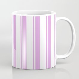 [ Thumbnail: Plum & White Colored Lined/Striped Pattern Coffee Mug ]