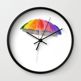 Rainbow Beach Umbrella Wall Clock