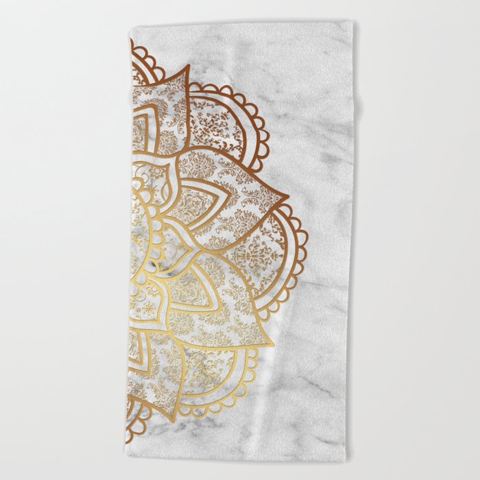 Mandala - Gold & Marble Beach Towel