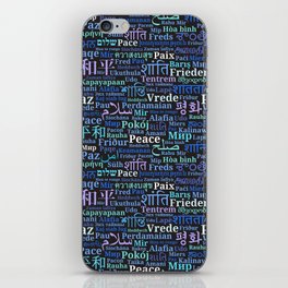 Pattern with words "Peace" in different languages of the World iPhone Skin