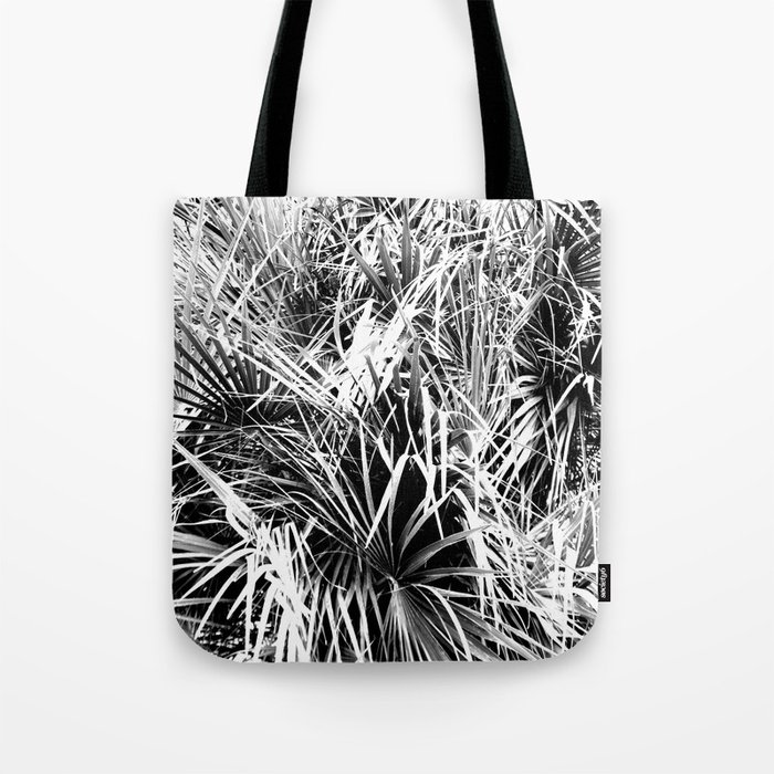 Palm Fronds In Black and White Abstract Photography Tote Bag