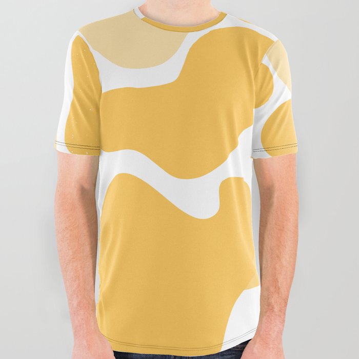 Yellow abstract shapes print All Over Graphic Tee