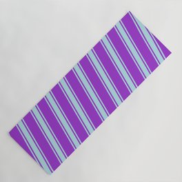 [ Thumbnail: Dark Orchid and Powder Blue Colored Striped/Lined Pattern Yoga Mat ]