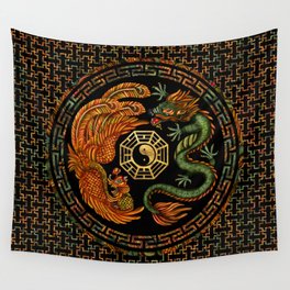 Phoenix and Dragon with bagua #2 Wall Tapestry