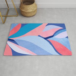 Pink and Blue Abstract Botanical Area & Throw Rug